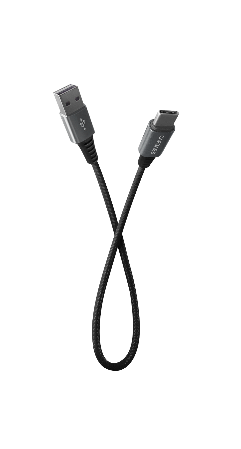 28cm | 5A | Short Fast Charge cable | Metallic USB-C to USB-A Cable | QC3.0, SuperCharge, VOOC Charge, AFC, Dash Charge.