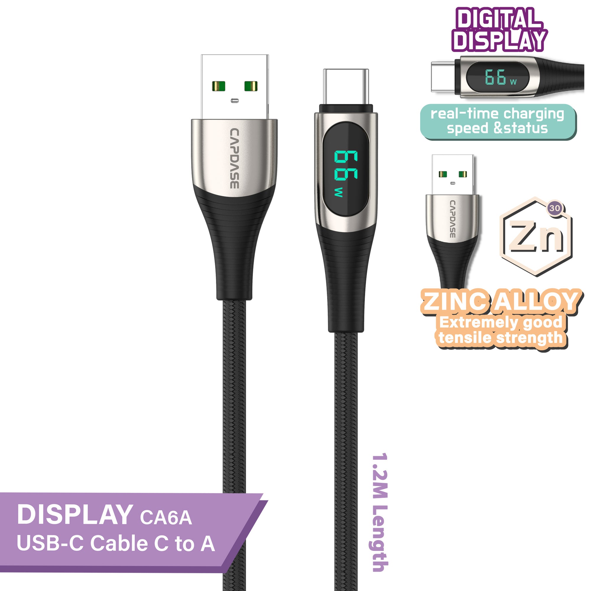 Display-CA6A USB-C To USB 6A Sync and Charge Cable 1.2M
