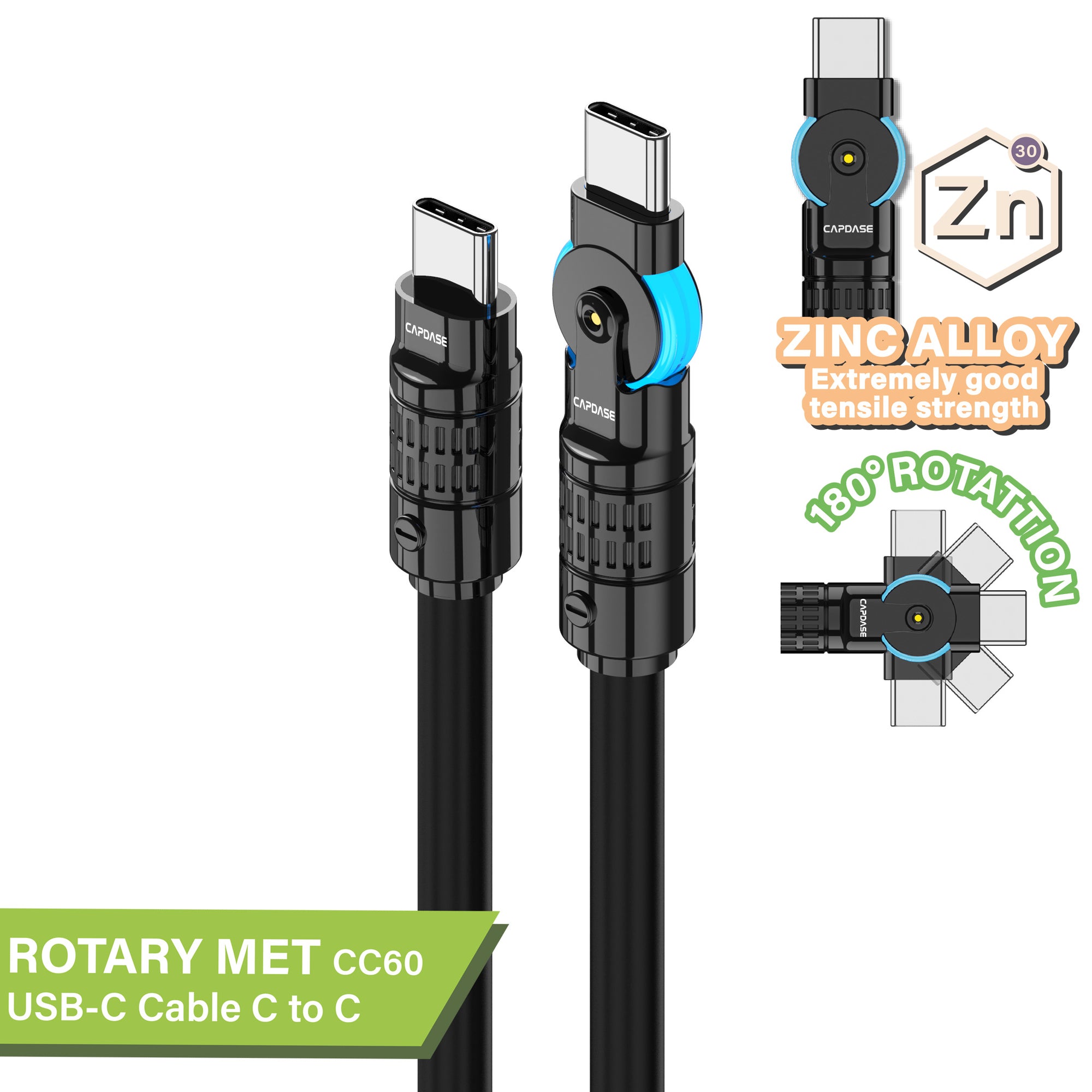 Rotary MET-CC60 USB-C To USB-C 60W Sync and Charge Cable 2M