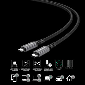 METALLIC EM-CC240 USB-C To USB-C 4K 20G Sync and Charge Cable (240W) 1.5M