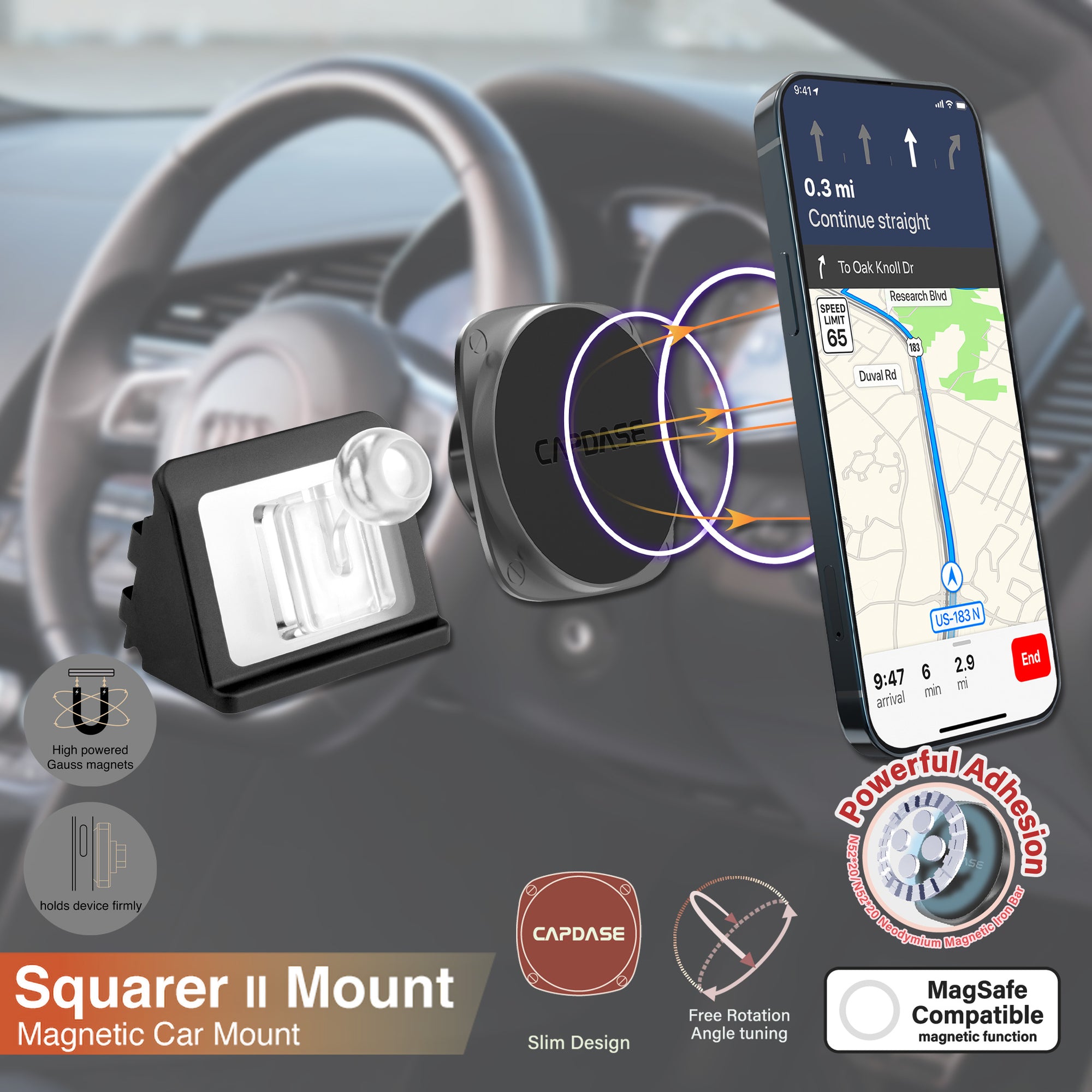 SQUARER II Magnetic Car Mount DSH Base-ADQ3 for Audi Q3 (2019-2021)