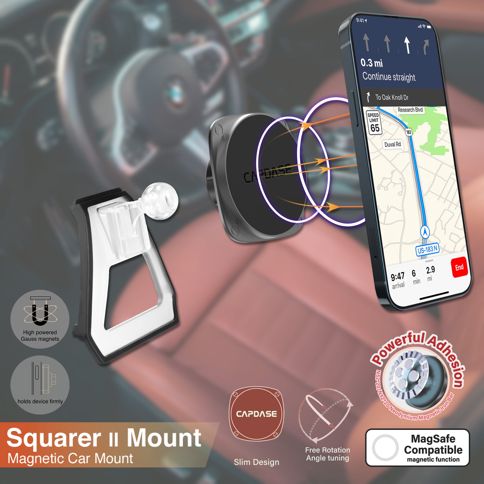 SQUARER II Magnetic Car Mount DSH Base-BMW540 for BMW 5, 6, GT (2018-2021)