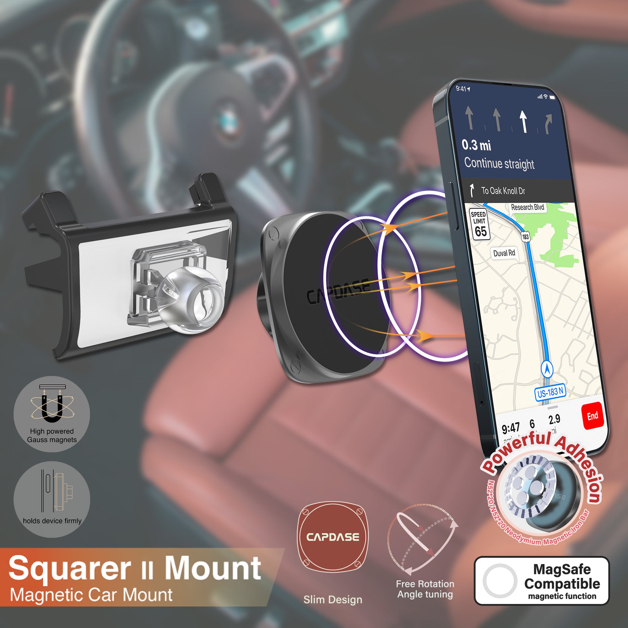 SQUARER II Magnetic Car Mount DSH Base-BMWX5 for BMW X5 & X6 (2014-2018)