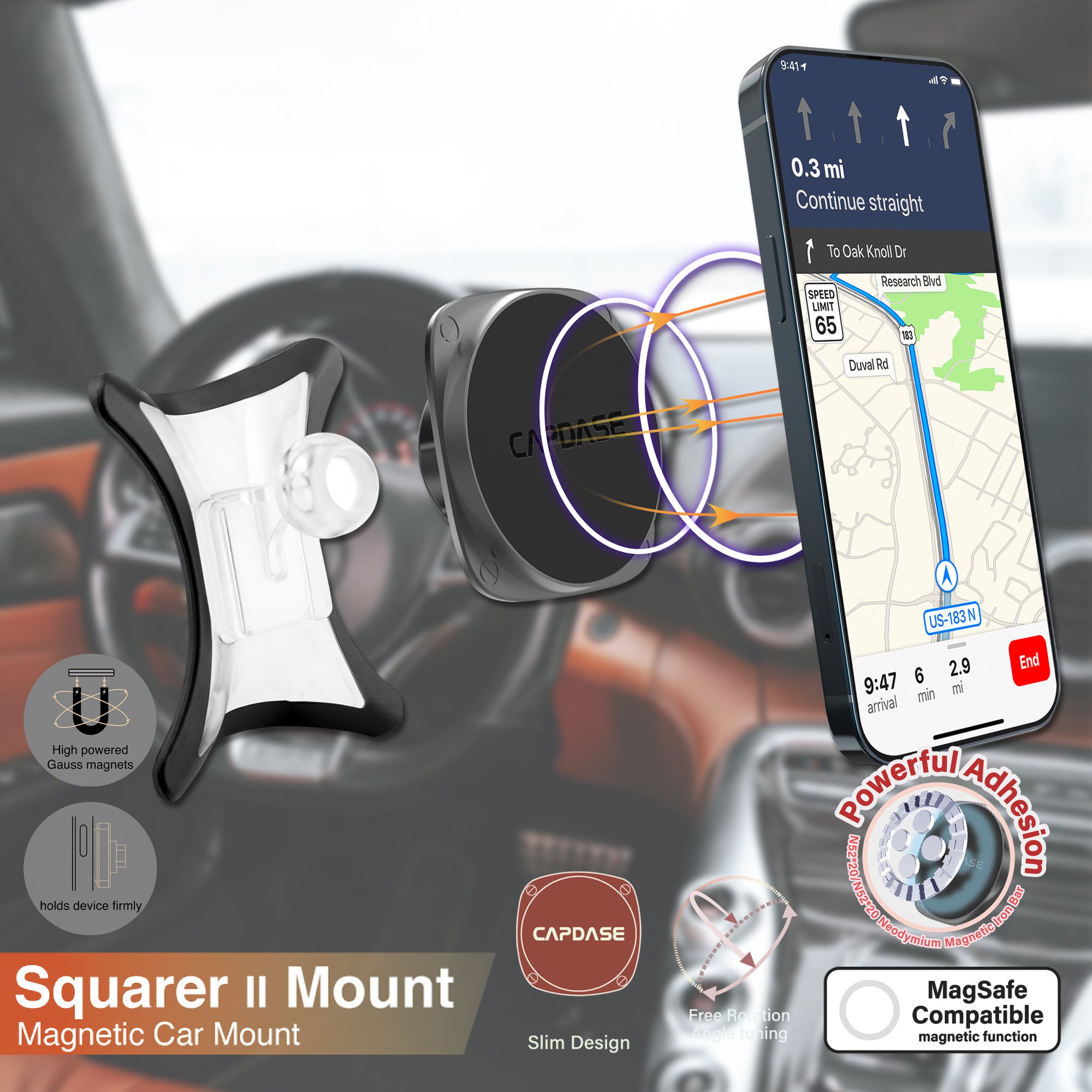 SQUARER II Magnetic Car Mount DSH Base-A200L for Benz A / 200 / CLA / GLA (2019-2021)