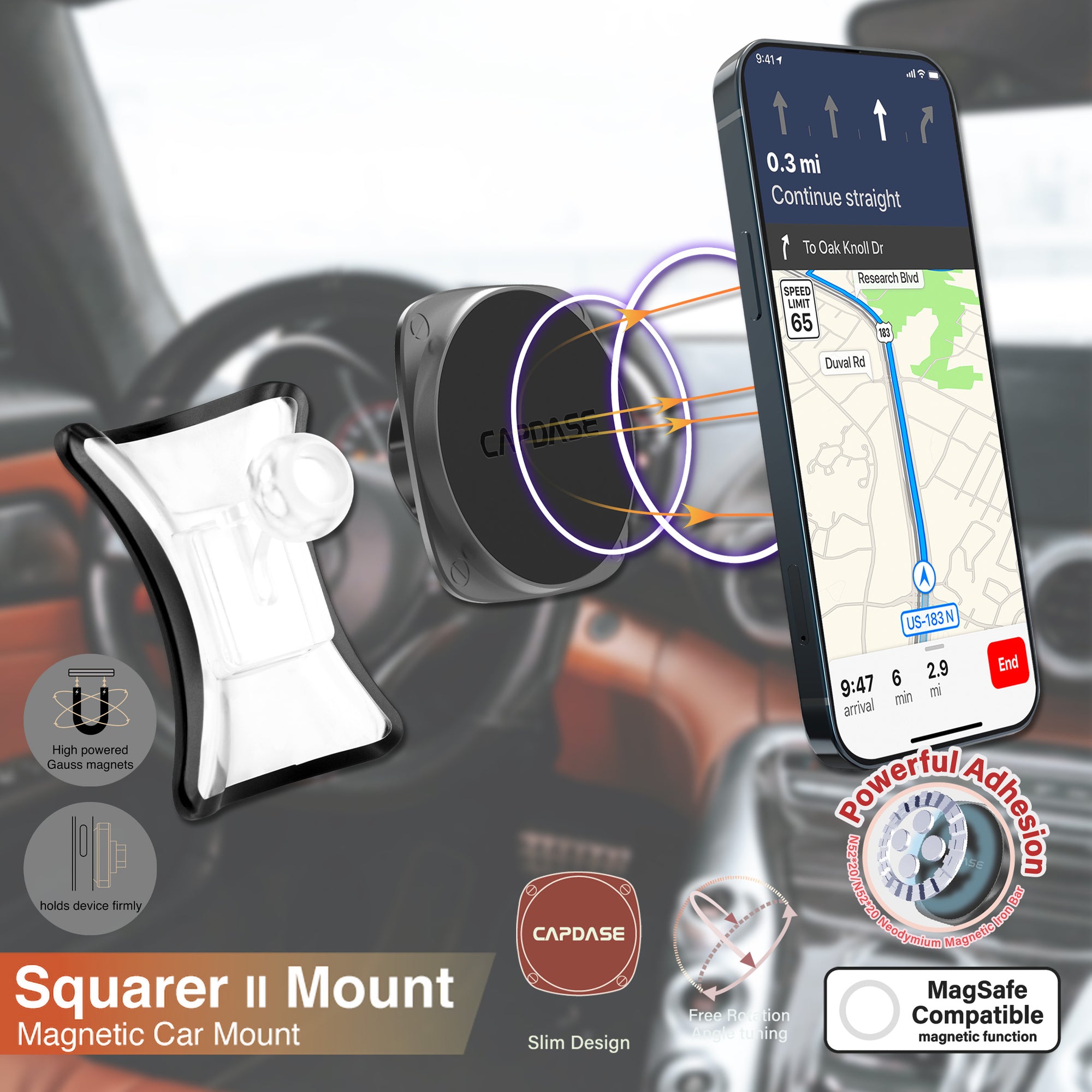 SQUARER II Magnetic Car Mount DSH Base-BGLB for Benz B Class / GLB (2020-2021)