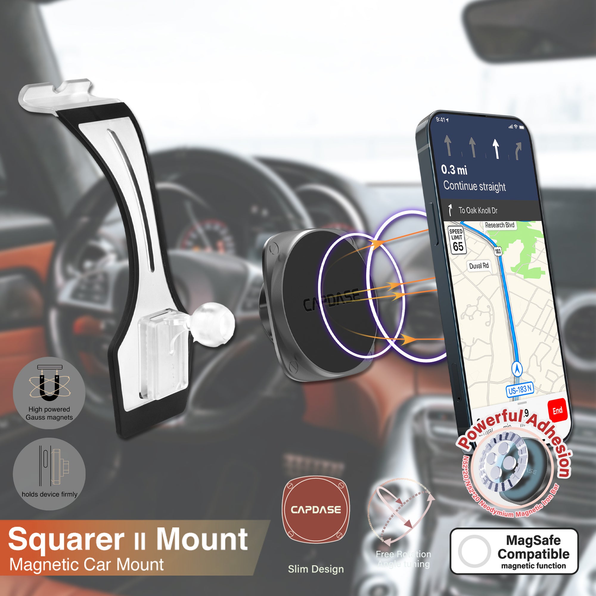 SQUARER II Magnetic Car Mount DSH Base-E01 for Benz E Class / CLS