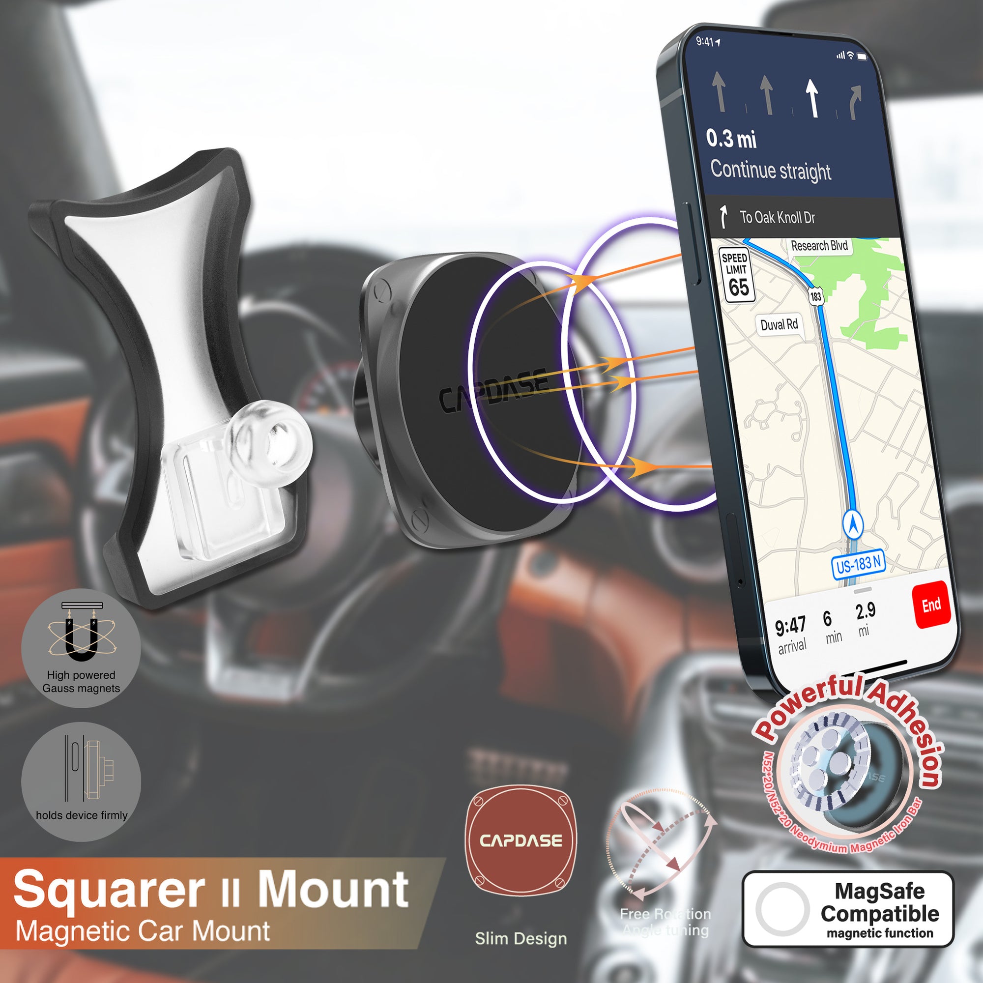 SQUARER II Magnetic Car Mount DSH Base-GLA2 for Benz A / CLA / GLA (2013-2018)