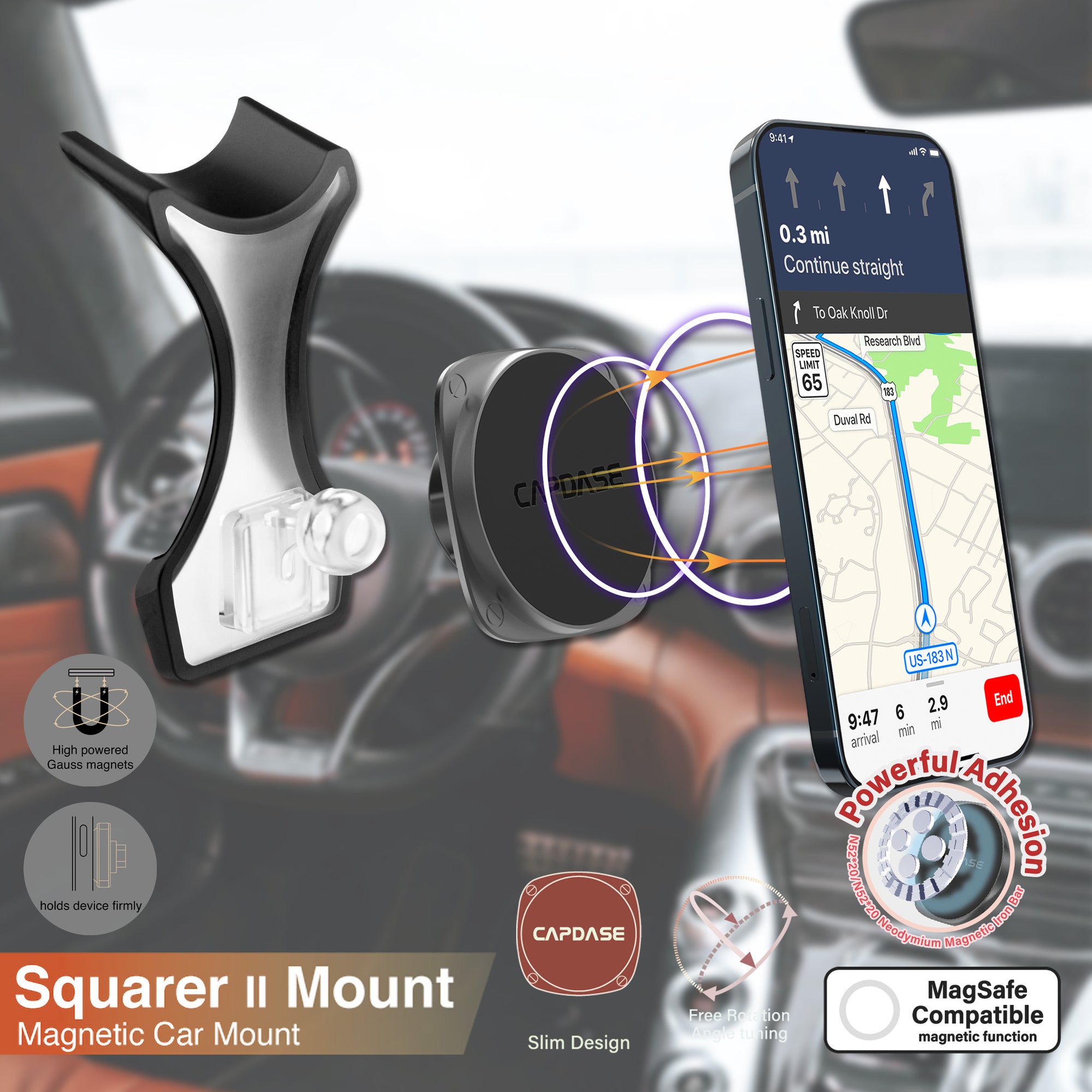 SQUARER II Magnetic Car Mount DSH Base-GLC for Benz C Class / GLC (2015-2018)