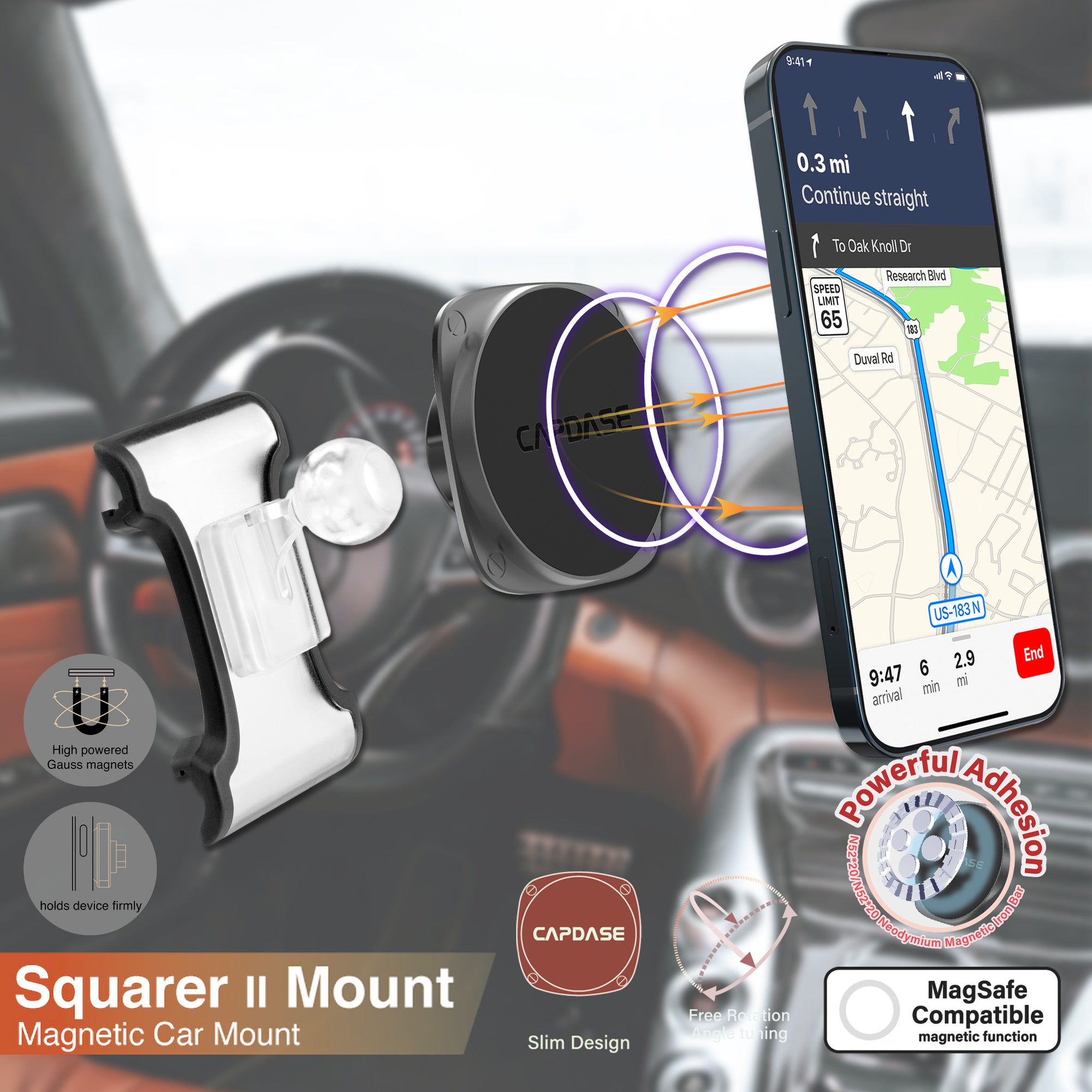 SQUARER II Magnetic Car Mount DSH Base-GLE for Benz GLE / GLS (2020-2021)