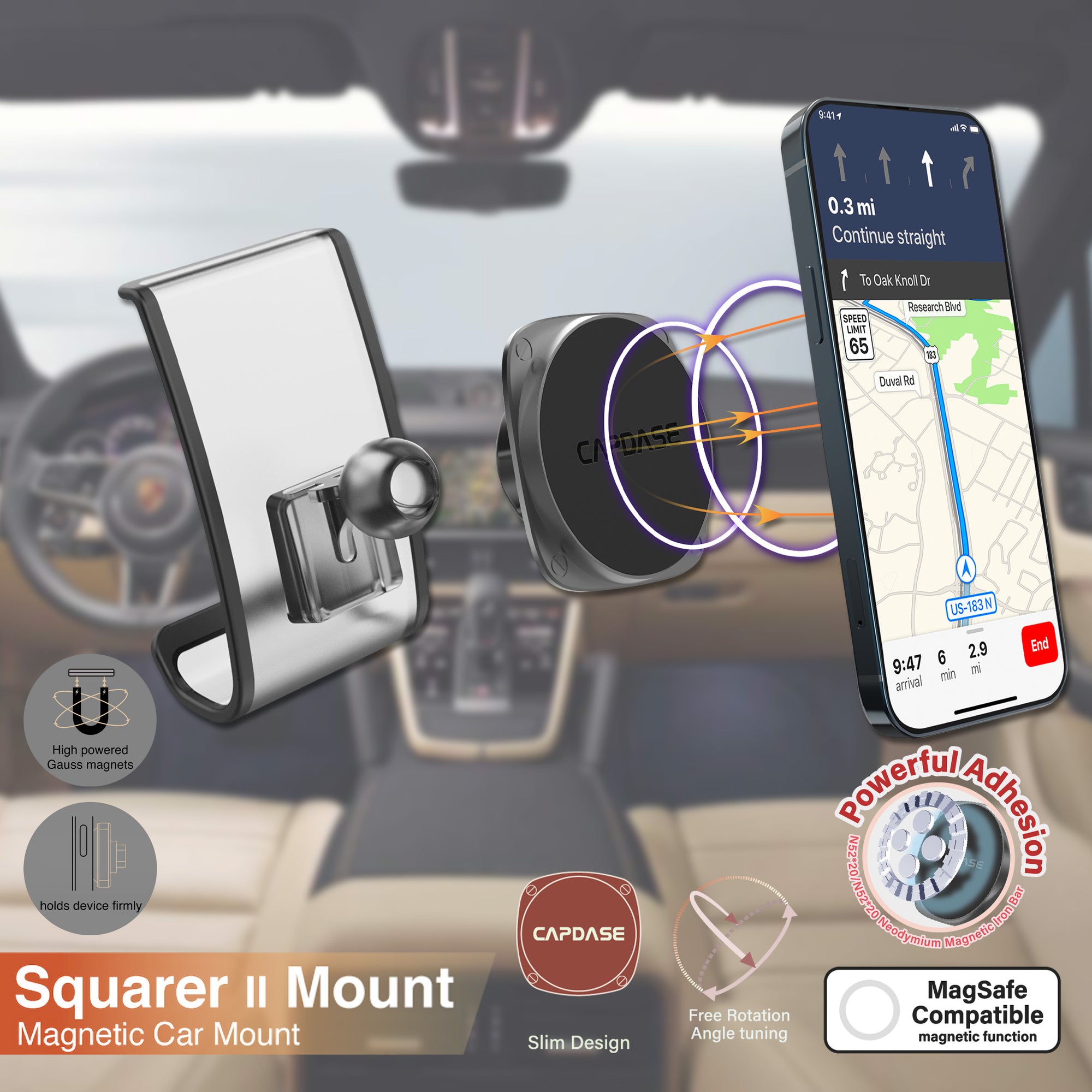 SQUARER II Magnetic Car Mount DBase - Macan for Porsche MACAN (2014-2020)