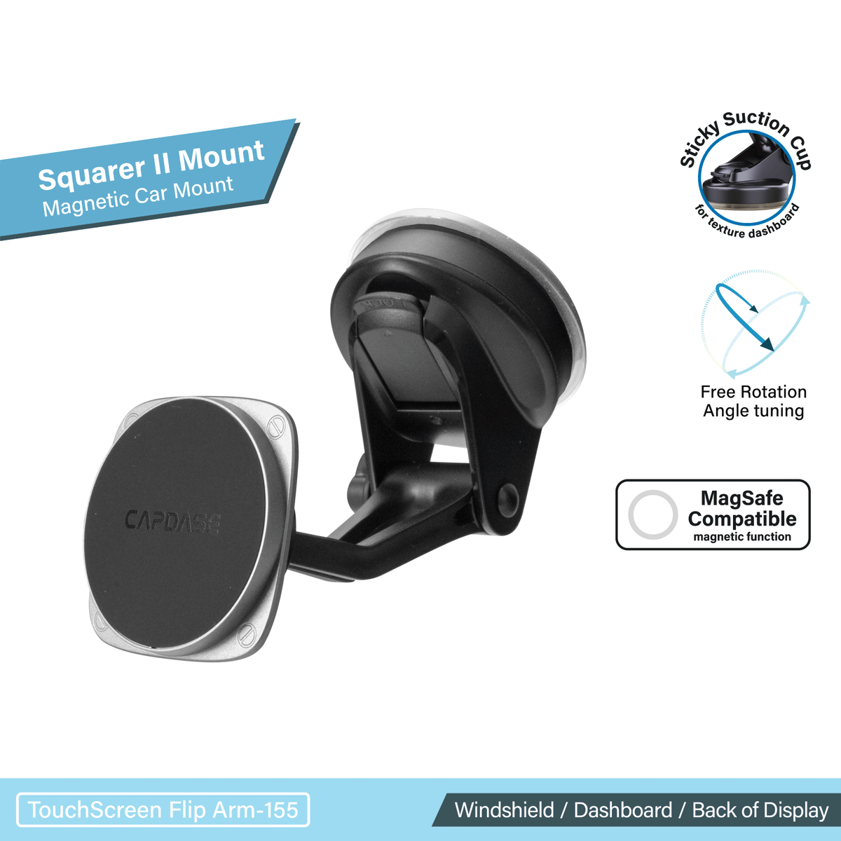SQUARER II Magnetic Car Mount Touch Screen Flip Arm TL-155 Tesla Model 3/Y (Compatible)