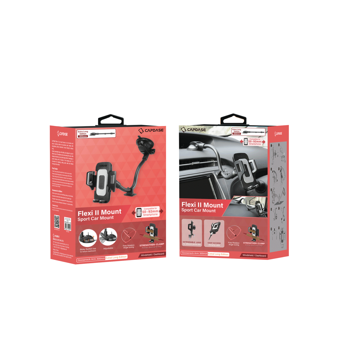 FLEXI II Sport Car Mount Gooseneck Arm 300mm Extra Long Edition