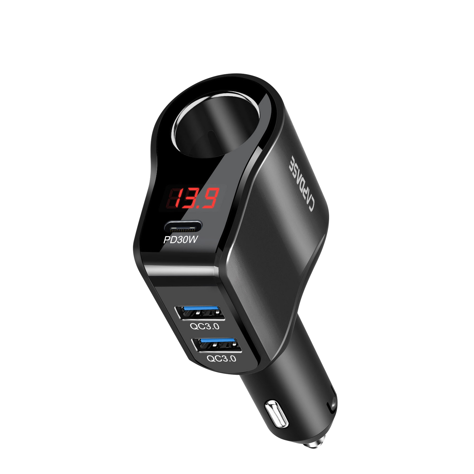 48W | PD / PPS / QC | 3-USB | Single Power socket | Car Battery Voltage display | Fast Charging Car charger