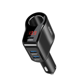 48W | PD / PPS / QC | 3-USB | Single Power socket | Car Battery Voltage display | Fast Charging Car charger