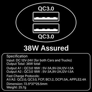 Rapider DQ36 QC 3.0 - 36W Car Charger