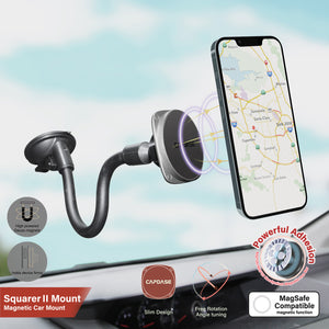 SQUARER II Magnetic Car Mount Suction Cup PRO - Gooseneck Arm 250mm