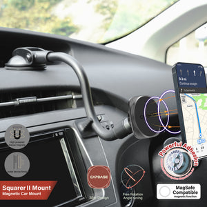 SQUARER II Magnetic Car Mount Suction Cup PRO - Gooseneck Arm 300mm