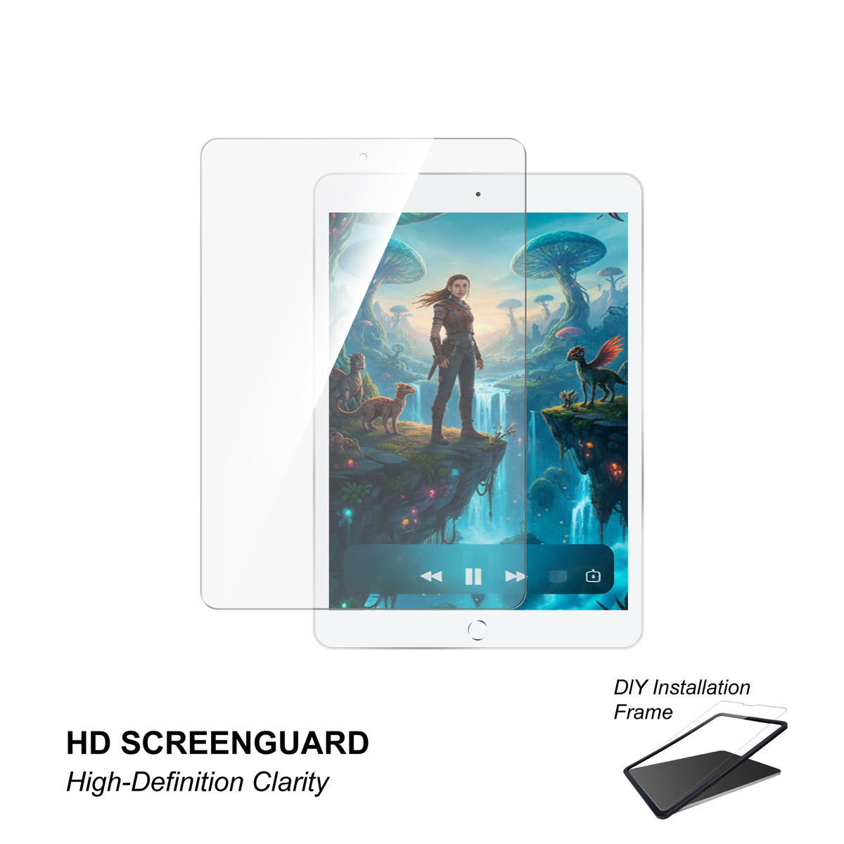 iPad 10.2-inch (9/8/7th generation) 2022~2019 | Ultra Clear Tempered Glass | HD Screenguard | Free DIY installation Frame