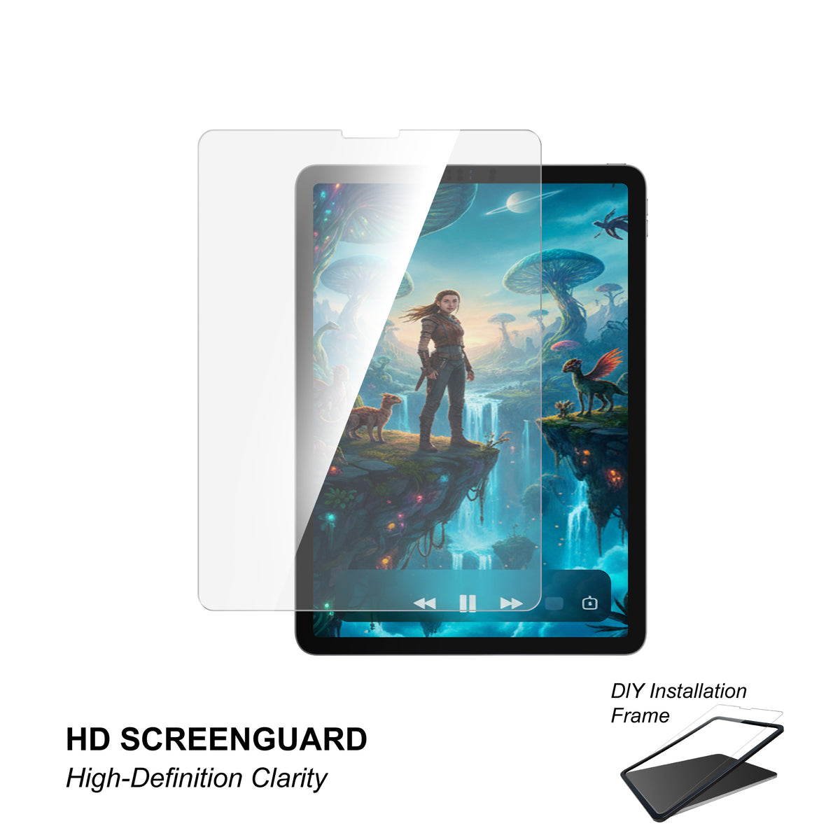 iPad Pro 12.9 (6/5/4/3 generation) 2022~2018 | Ultra Clear Tempered Glass | HD Screenguard | Free DIY installation Frame