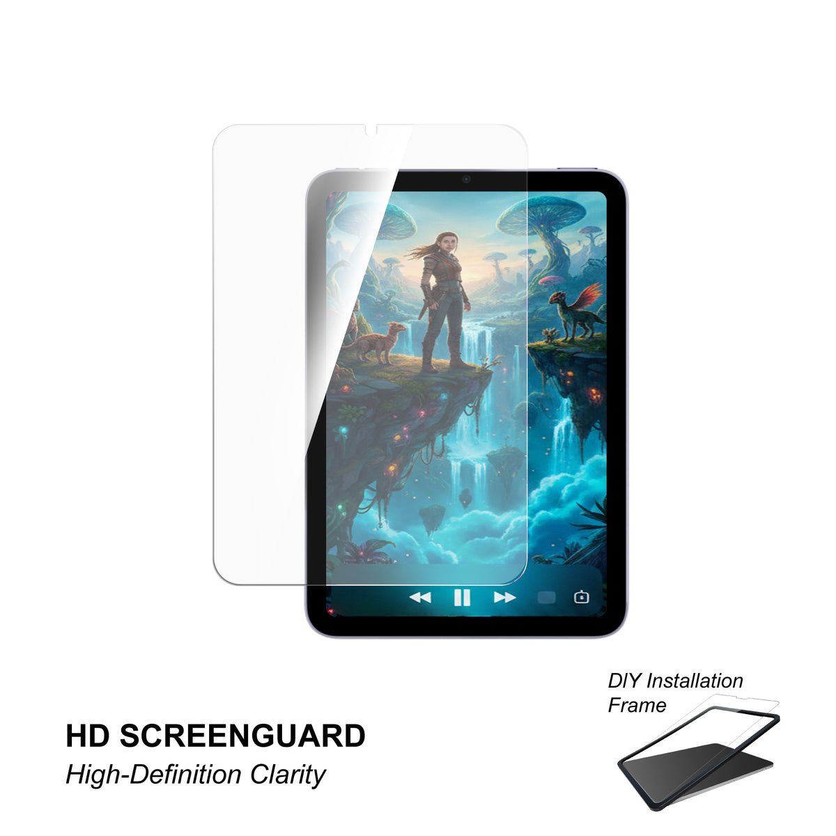 iPad (A17 Pro) | iPad mini (6th generation) | Ultra Clear Tempered Glass | HD Screenguard | Free DIY installation Frame