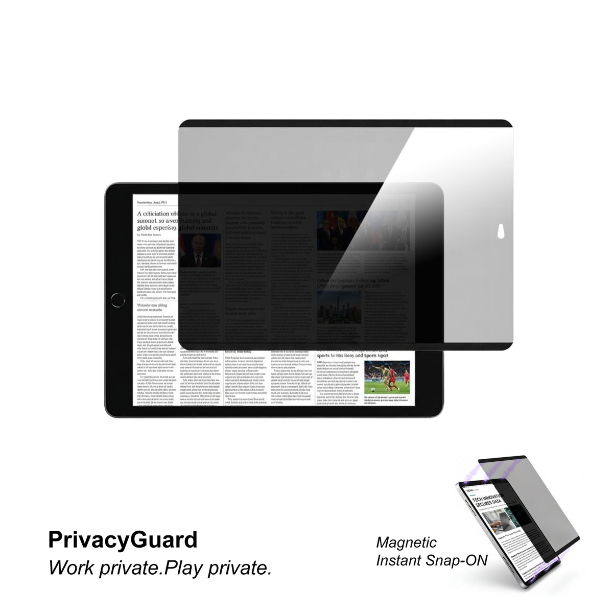 iPad 10.2-inch (9/8/7th generation) 2022~2019 | Magnetic-Privacy Film | Instant Snap-On device magnetic frame | Quick & Easy Install & Release