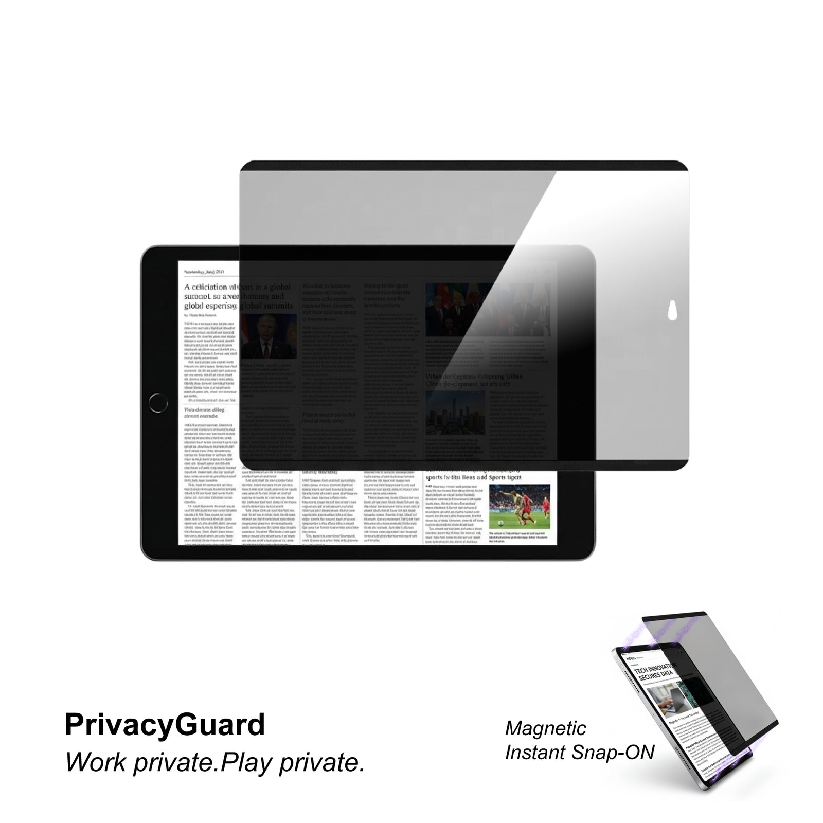 iPad 10.2-inch (9/8/7th generation) 2022~2019 | Magnetic-Privacy Film | Instant Snap-On device magnetic frame | Quick & Easy Install & Release