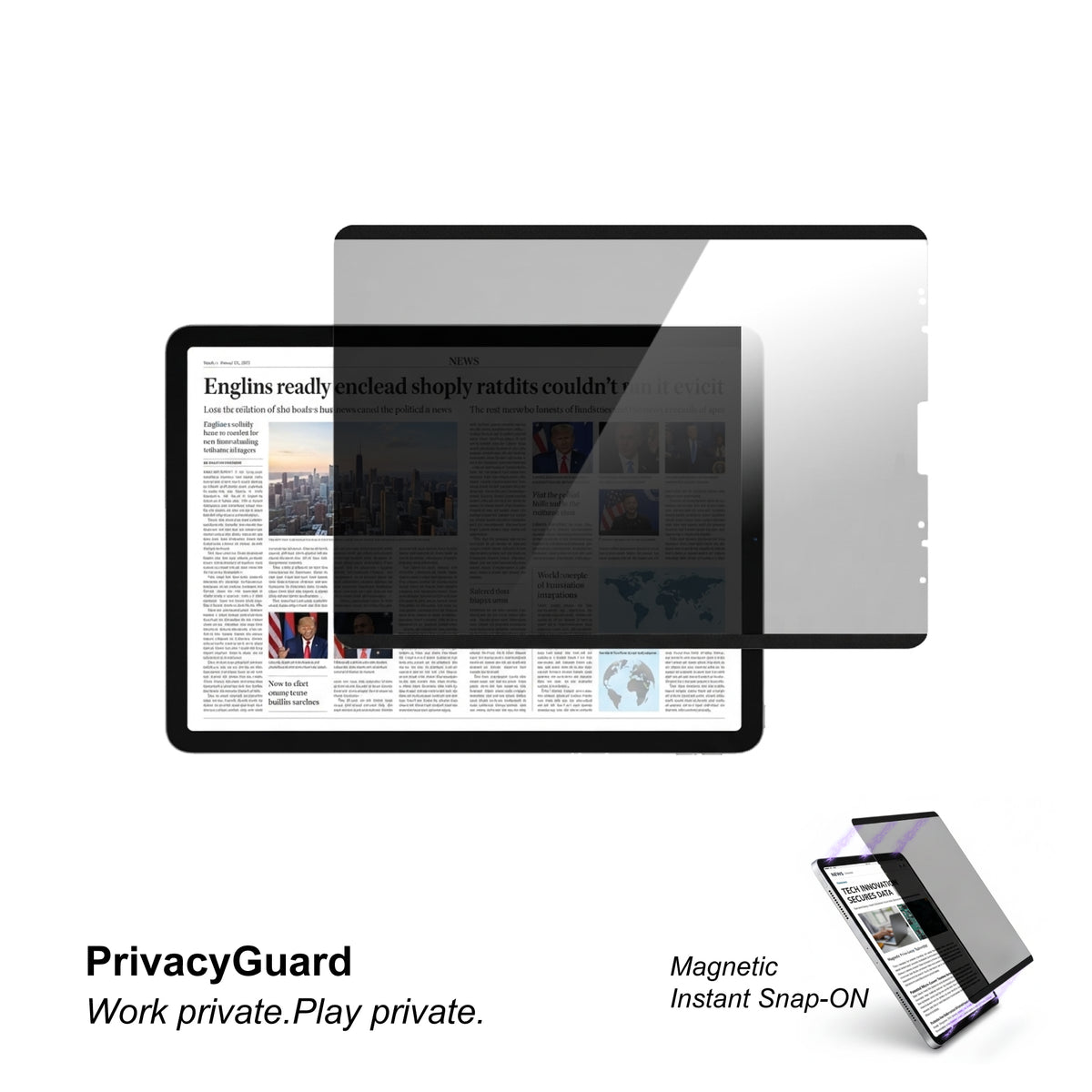 iPad Air - 10.9-inch (5/4th generation) 2022 / 2020 | Magnetic-Privacy Film | Instant Snap-On device magnetic frame | Quick & Easy Install & Release