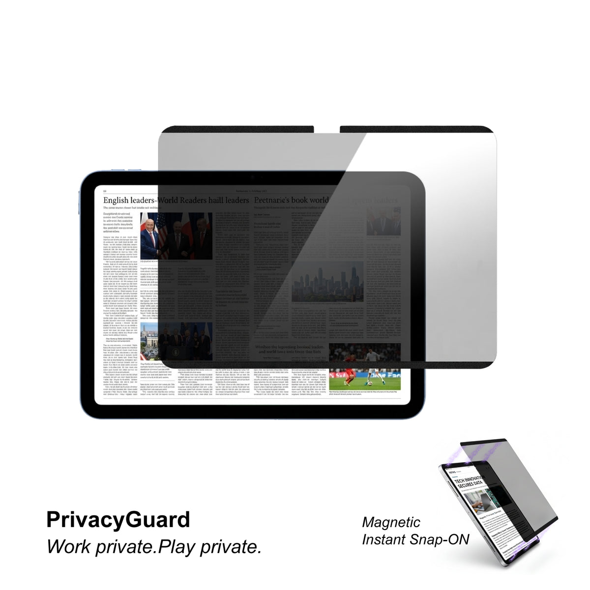 iPad (A16) | iPad (10th generation) | Magnetic-Privacy Film | Instant Snap-On device magnetic frame | Quick & Easy Install & Release