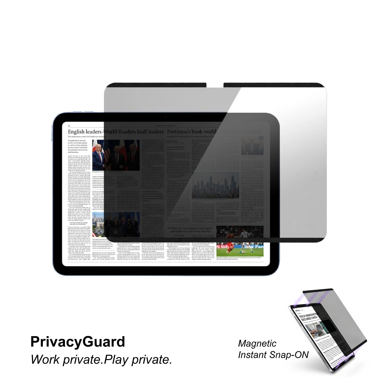 iPad (A16) | iPad (10th generation) | Magnetic-Privacy Film | Instant Snap-On device magnetic frame | Quick & Easy Install & Release