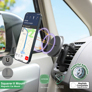 SQUARER II Magnetic Car Mount Round Air Vent Clip 77