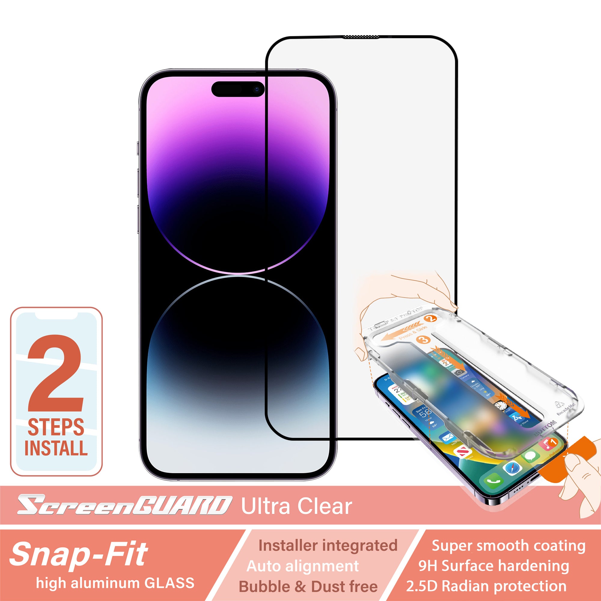 iPhone 14 Pro Max SnapFit High Aluminum Glass Ultra Clear Screen Protector