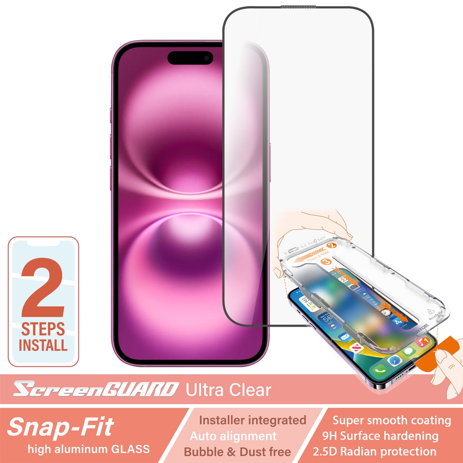 iPhone 15 SnapFit High Aluminum Glass Ultra Clear Screen Protector