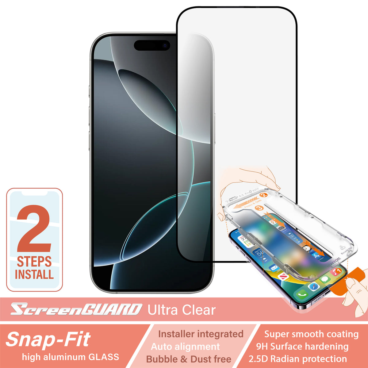 iPhone 16 Pro SnapFit High Aluminum Glass Ultra Clear Screen Protector