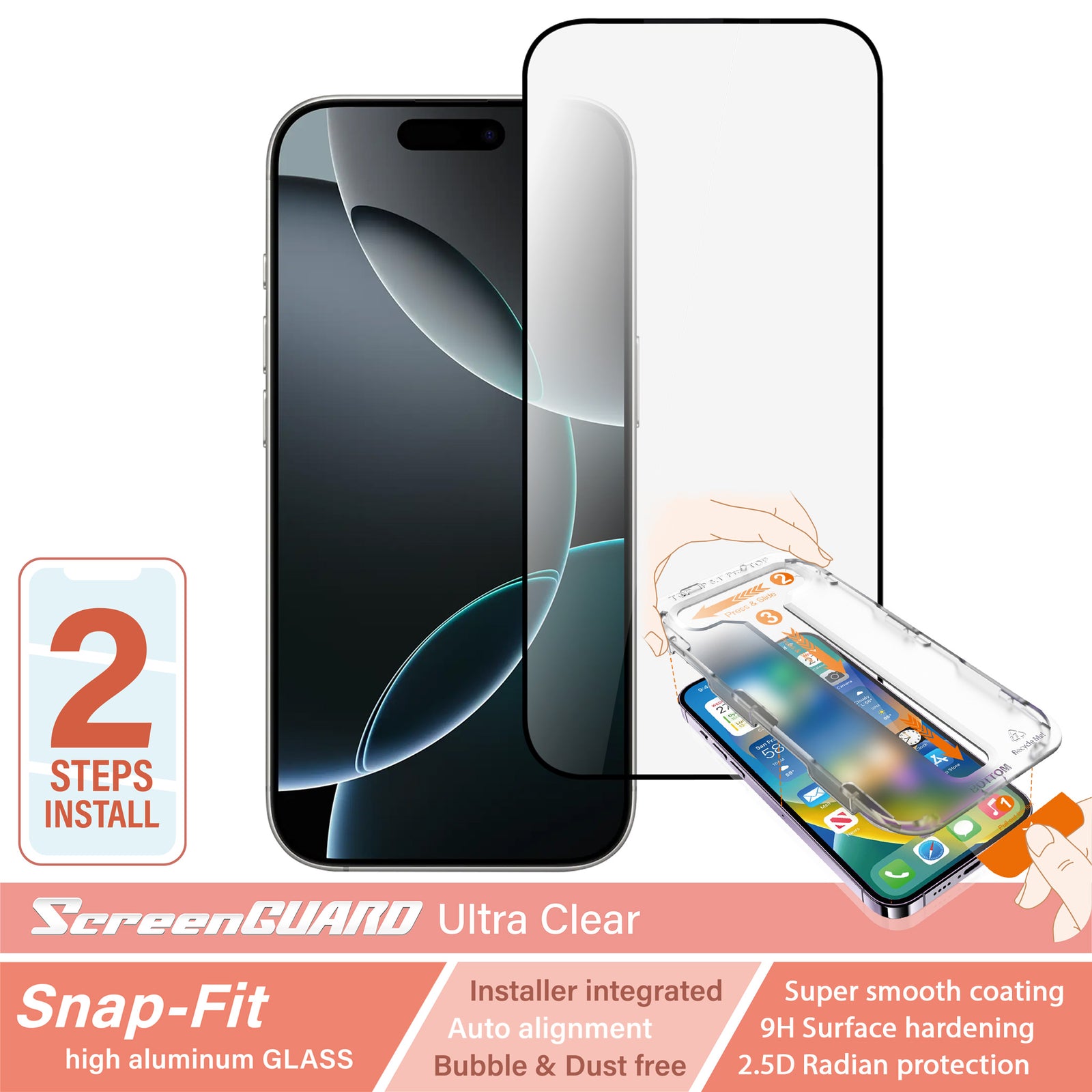 iPhone 16 Pro SnapFit High Aluminum Glass Ultra Clear Screen Protector