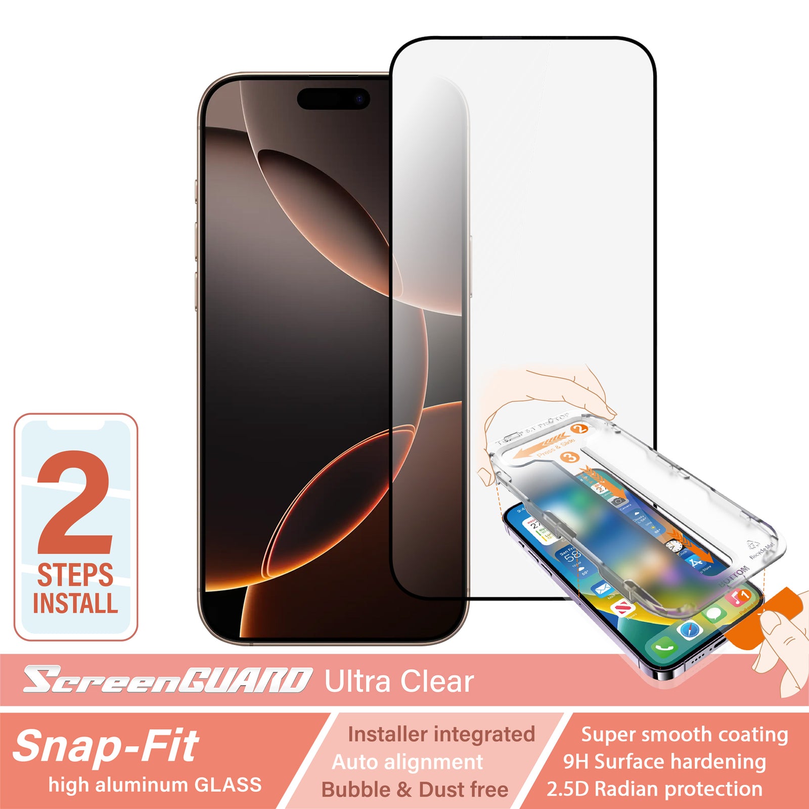 iPhone 16 Pro Max SnapFit High Aluminum Glass Ultra Clear Screen Protector