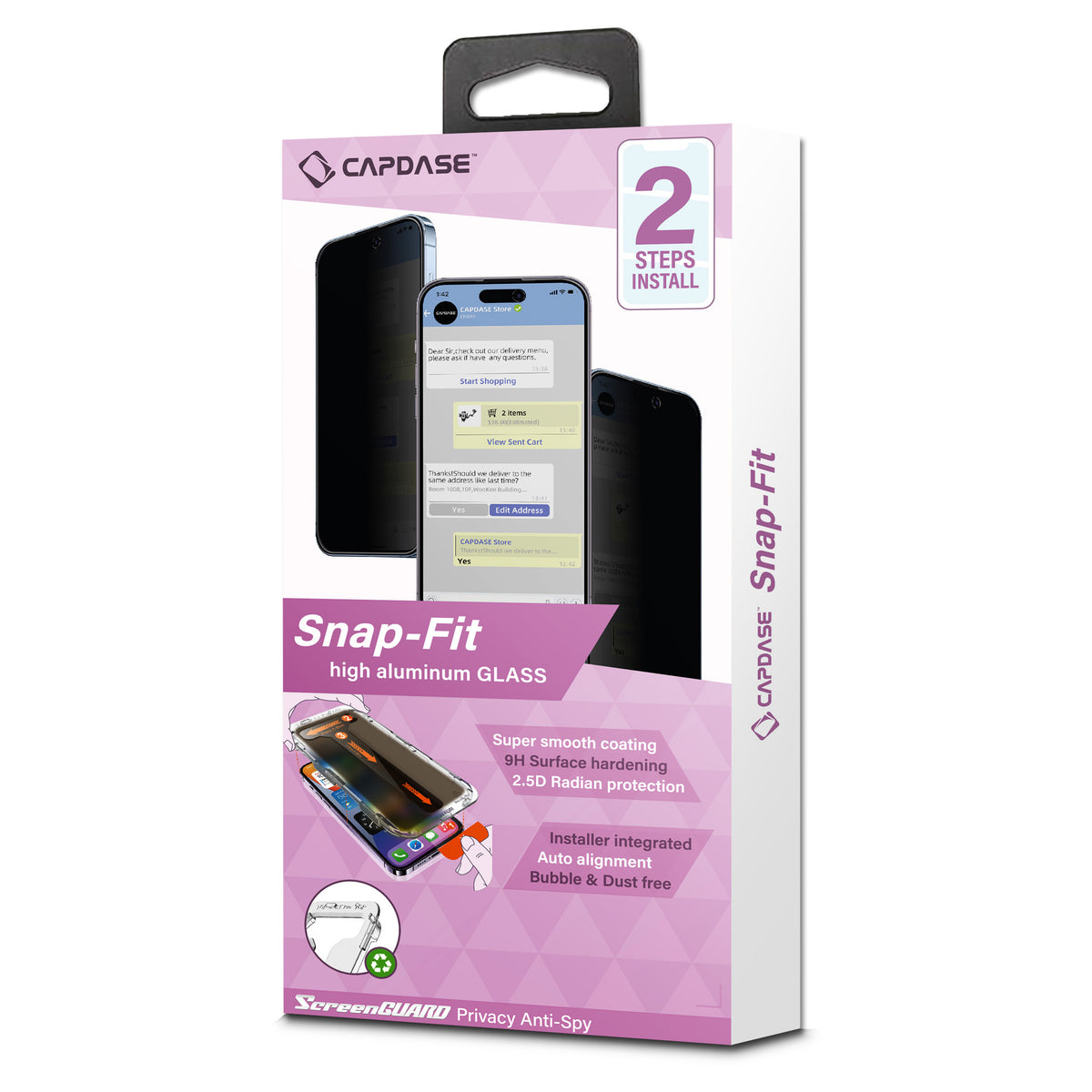 iPhone 16 Pro Max SnapFit High Aluminum Glass Privacy Screen Protector