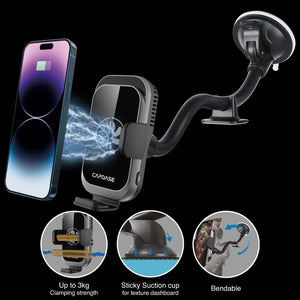 A-CM Power II Ceramic Cooling Fast Wireless Charging Auto-Clamp Car Mount Gooseneck Arm 300mm