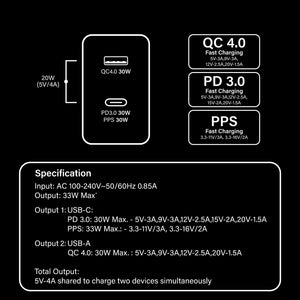 RANGER 2U33SP_US GaN QC / PD Wall Charger