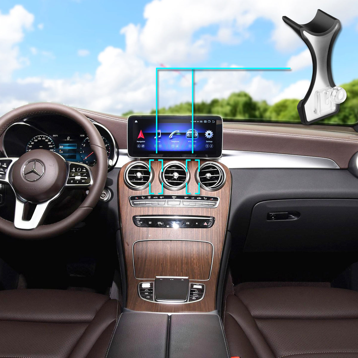 SA Power Fast Wireless Charging Auto-Clamp Car Mount DSH Base-GLC for Benz C Class / GLC (2015-2018)