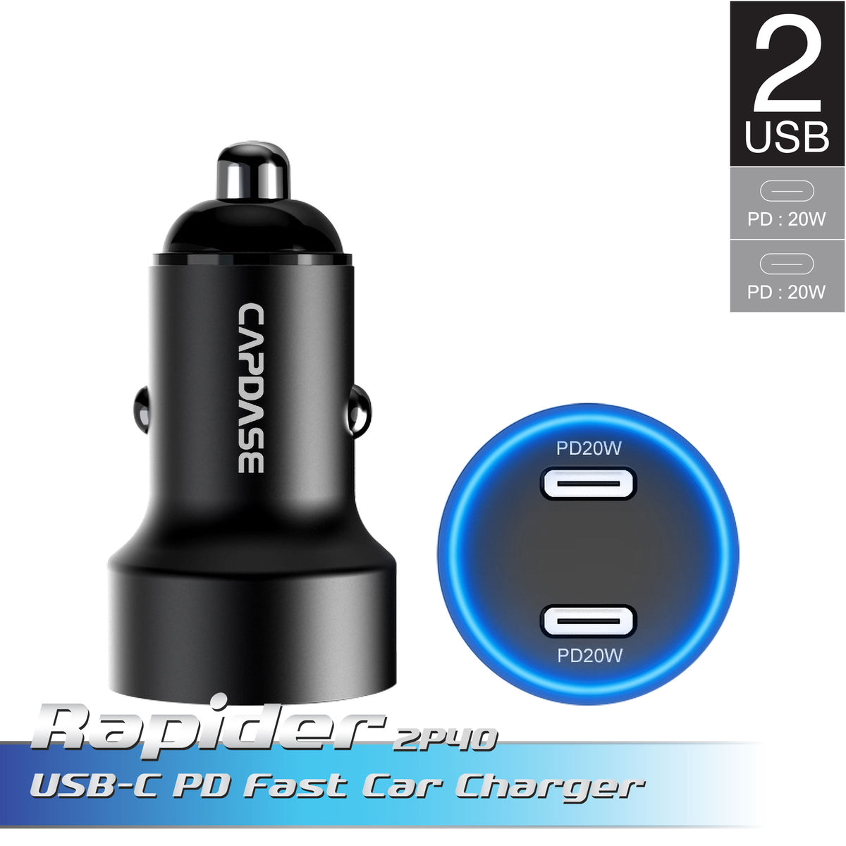 Rapider 2P40 Dual USB PD Car Charger