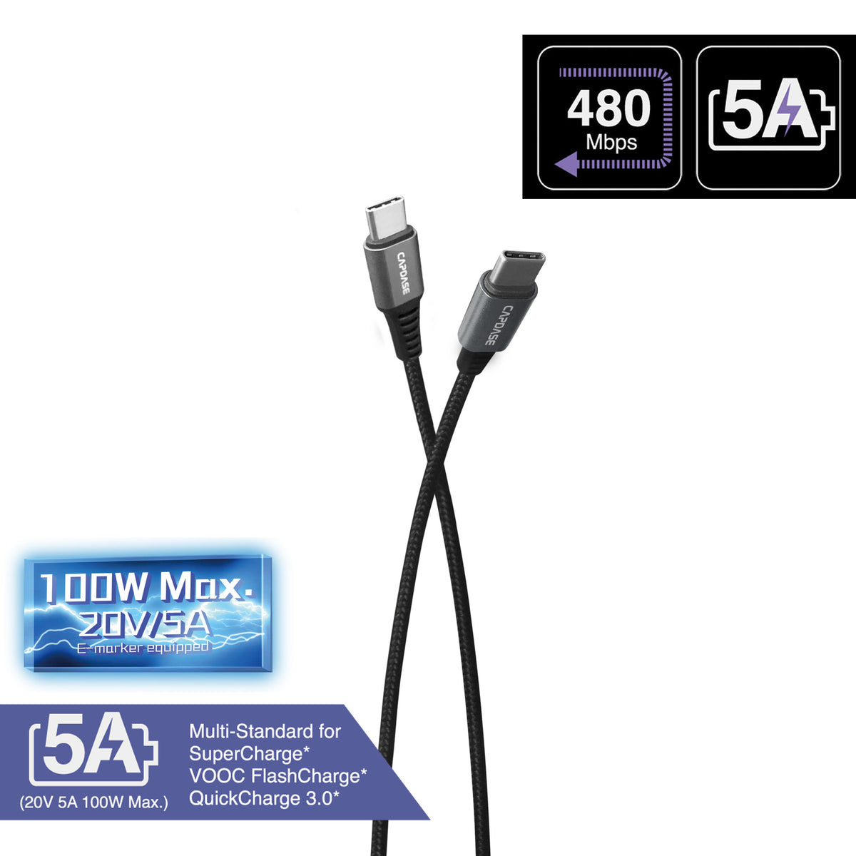 Metallic CCSVQ-5A USB-C To USB-C Sync and Charge Cable 1.5M (5A)