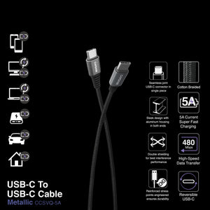 Metallic CCSVQ-5A USB-C To USB-C Sync and Charge Cable 1.5M (5A)