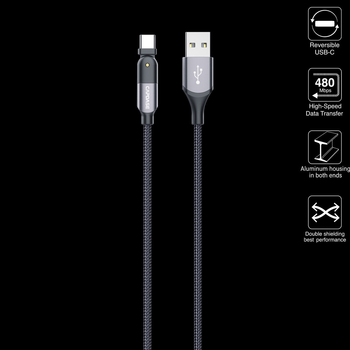 Rotary CA-2M USB-C To USB Sync & Charge Cable 2M (3A)