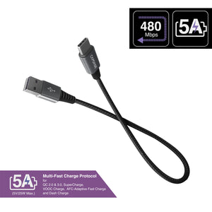 METALLIC CASVQ-5A USB-C To USB-A Sync and Charge Cable 28CM (5A)