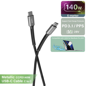 METALLIC CCPD140W_1.5M USB-C To USB-C Sync and Charge Cable (140W) 1.5M