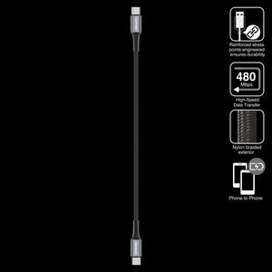 METALLIC CCSVQ-5A_28cm USB-C To USB-C Sync and Charge Cable (100W) 28CM