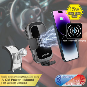 A-CM Power II Ceramic Cooling Fast Wireless Charging Auto-Clamp Car Mount DSH Base-BX5X7 for BMW 2, 3, 4, 8, M, X, Z Series