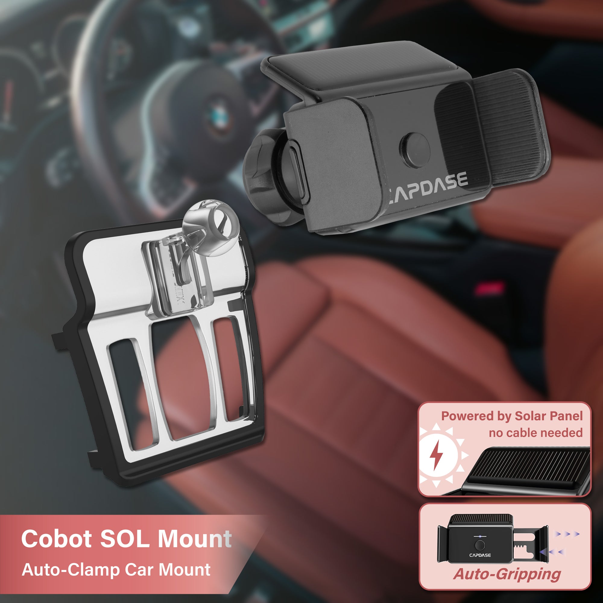 Cobot-SOLAR Auto-Clamp Car Mount DSH Base-BMWX1 for BMW 2, X1, X2