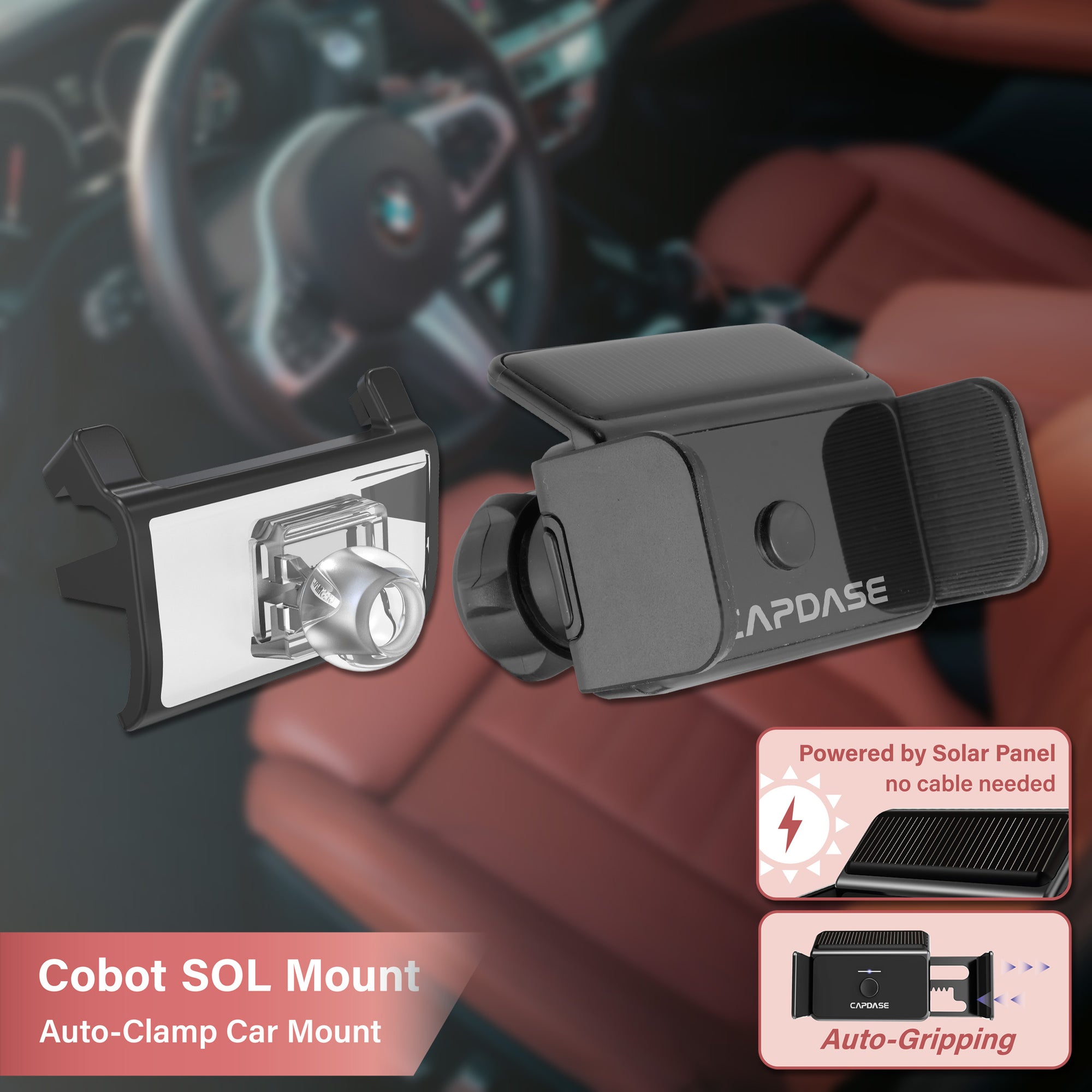 Cobot-SOLAR Auto-Clamp Car Mount DSH Base-BMWX5 for BMW X5 & X6 (2014-2018)
