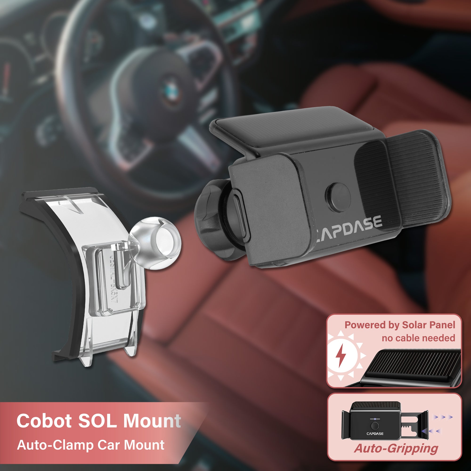 Cobot-SOLAR Auto-Clamp Car Mount DSH Base-BX5X7 for BMW 2, 3, 4, 8, M, X, Z Series